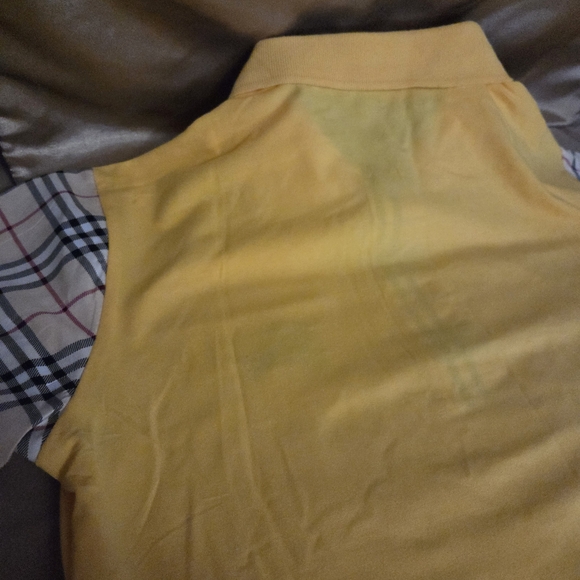 Burberry Yellow Polo with Plaid Sleeves - Picture 6 of 15